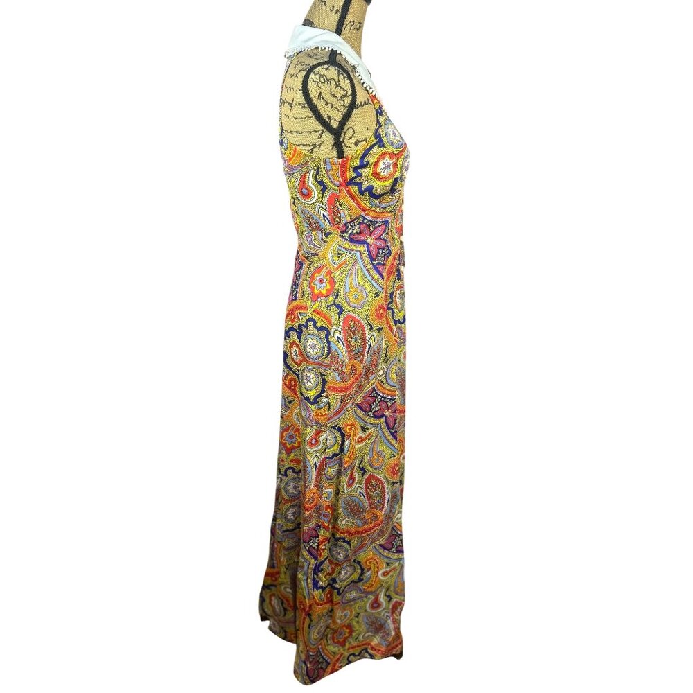 60’s Maxi Dress Hippie Boho Sz.11 (made small) Retro Flower Power Union Made - Picture 2 of 13